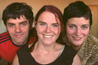 3 faces. France Geoffroy centre, Jemima to the right and Isaac Savoie left