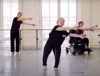 Introduction to Contemporary Dance. Three dancers in a studio stretch their arms out to one side