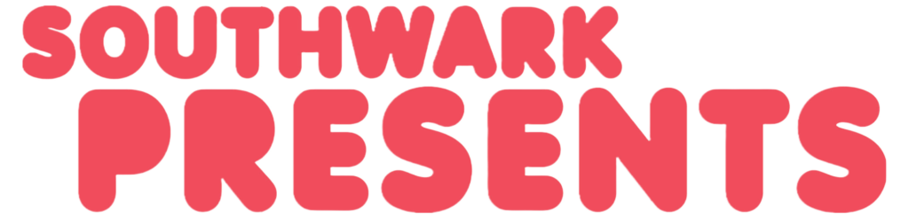 Logo with pink text reading 'Southwark Presents' in chunky capital letters.